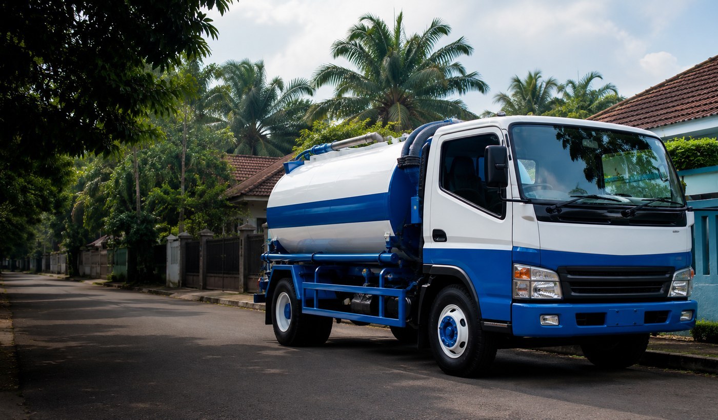 Armada sedot WC pada area layanan dengan akses jalan yang perlu disiapkan